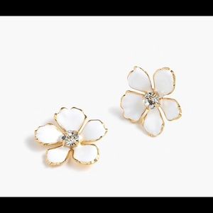 J. Crew Enamel White Pansy Earrings